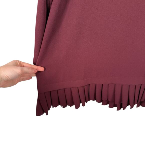 J Jill Maroon Red Peplum Pleated Blouse Office Business Capsole Womens XL Tall - Picture 2 of 6